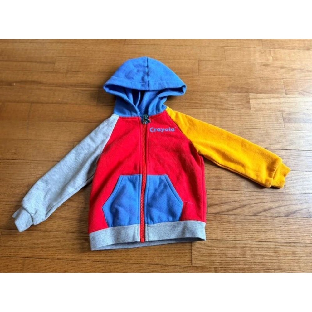 Crayola Colorblock Zip Up Hoodie Sweatshirt 18M Toddler rainbow crayons school